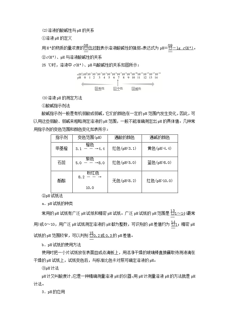 新教材2023年高中化学第三章水溶液中的离子反应与平衡第二节水的电离和溶液的第一课时水的电离溶液的酸碱性与pH导学案新人教版选择性必修1第2页