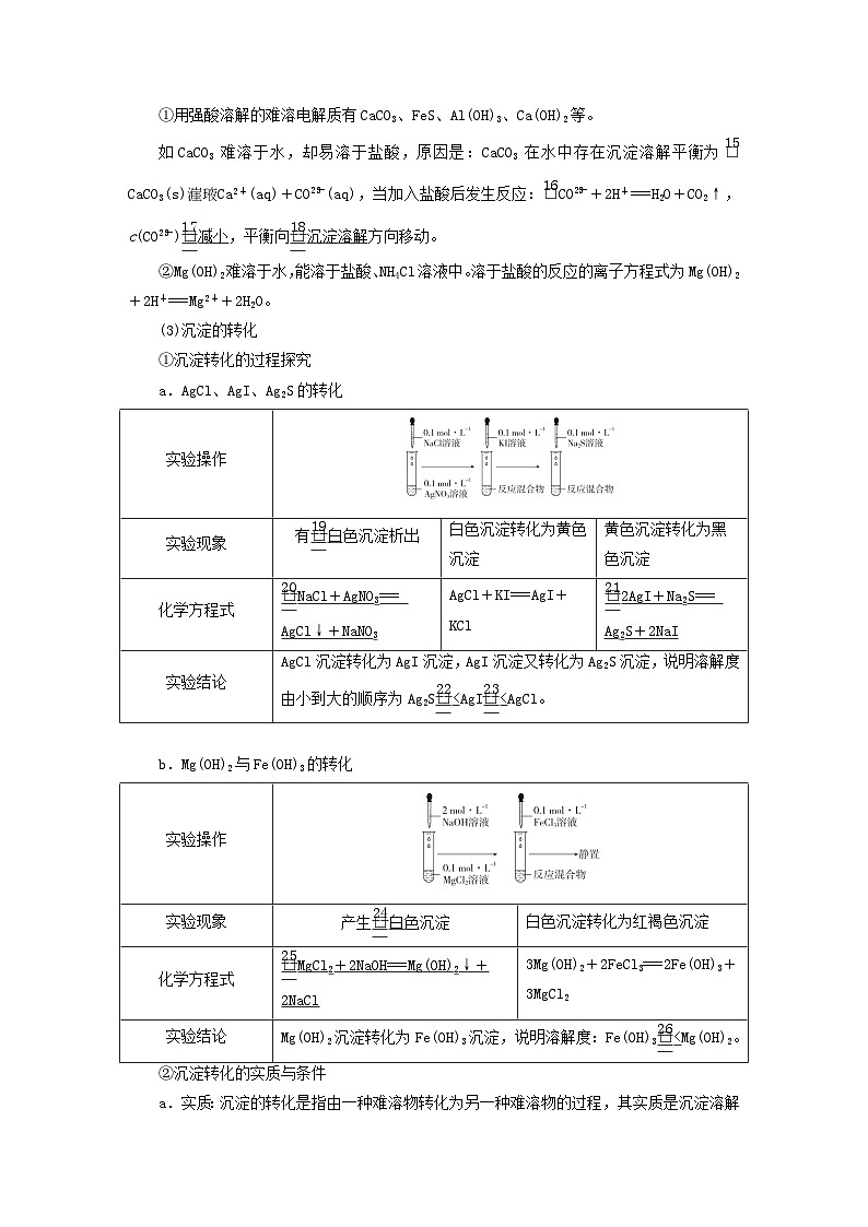 新教材2023年高中化学第三章水溶液中的离子反应与平衡第四节沉淀溶解平衡导学案新人教版选择性必修103