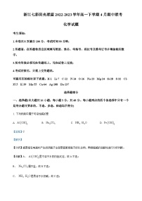 浙江省七彩阳光新高考研究联盟2022-2023学年高一下学期4月期中考试化学试题含解析