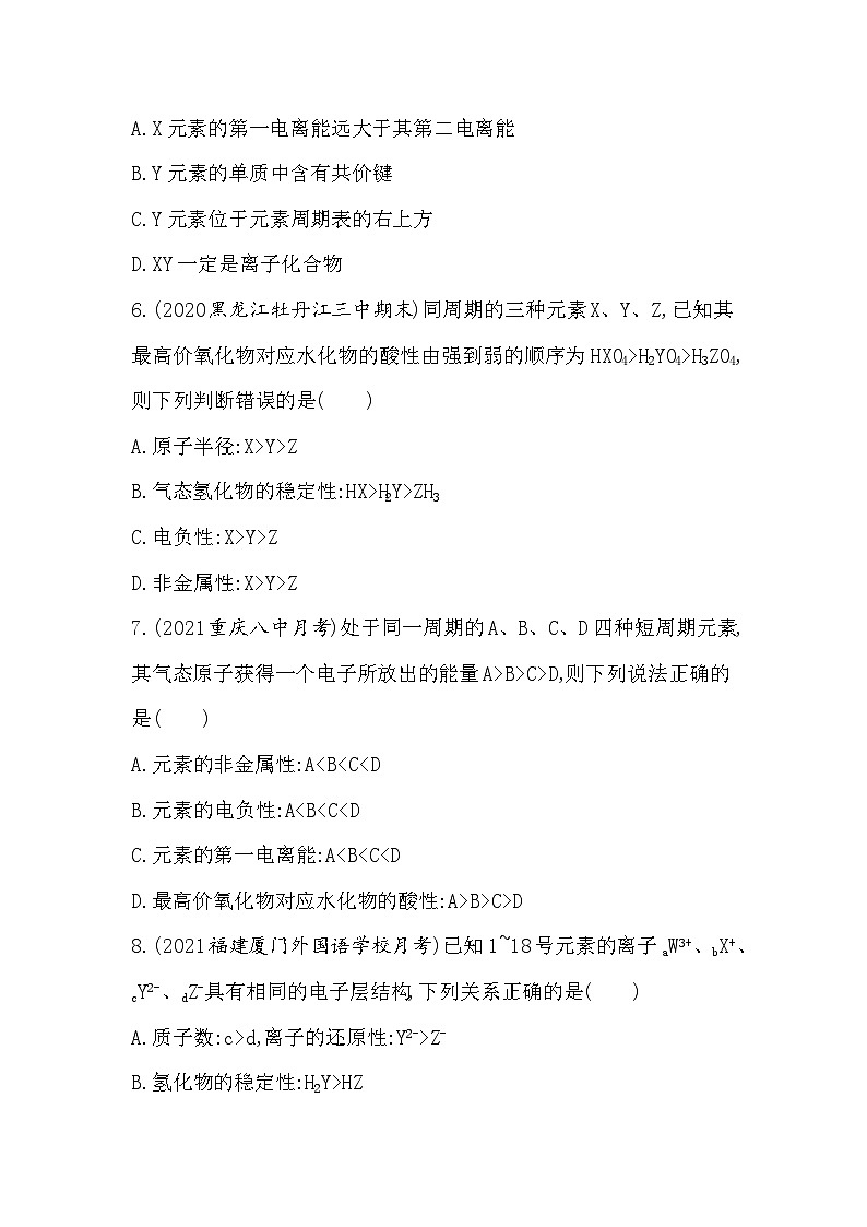 2023人教版化学-选择性必修2 第一章 原子结构与性质专题强化练2 电离能和电负性的应用03