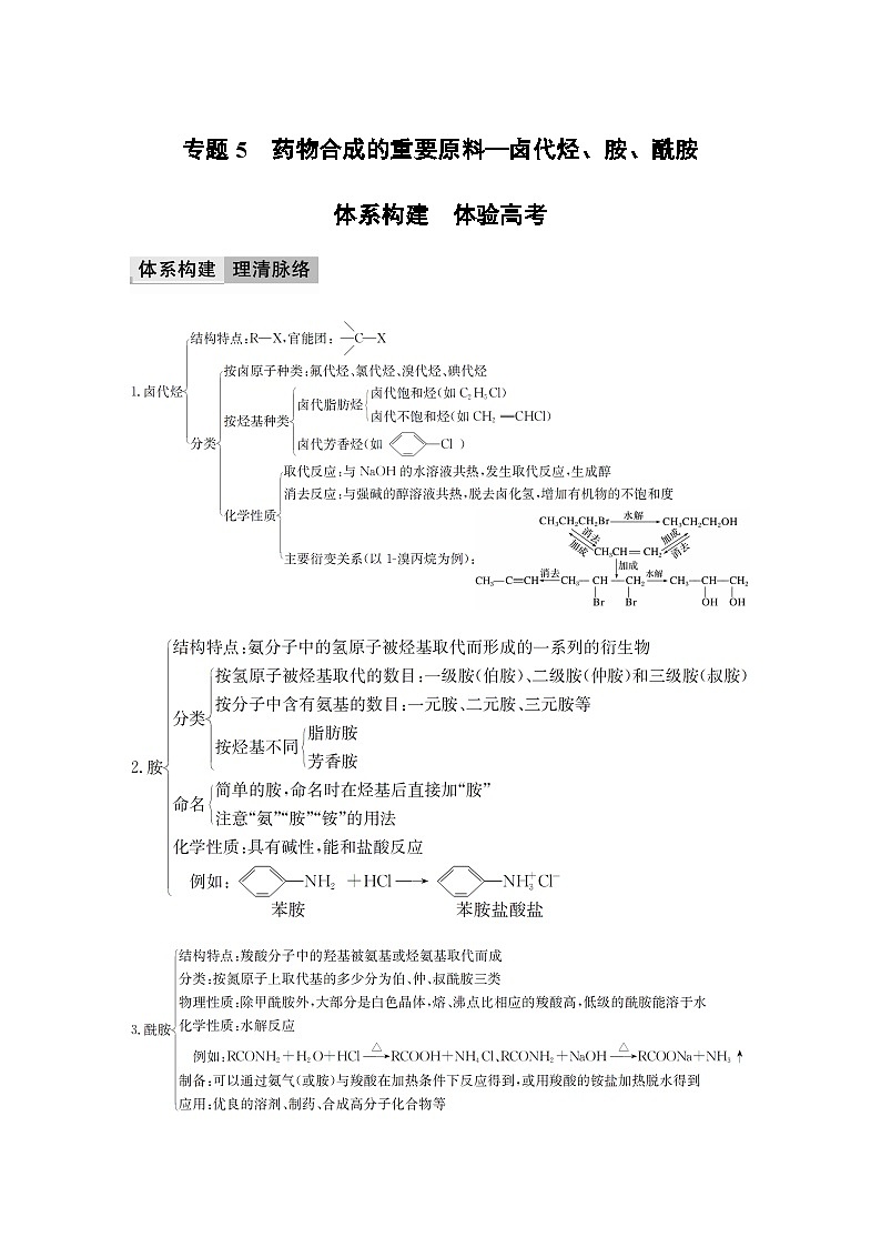 专题5　药物合成的重要原料—卤代烃、胺、酰胺 体系构建　体验高考 学案（含答案）01