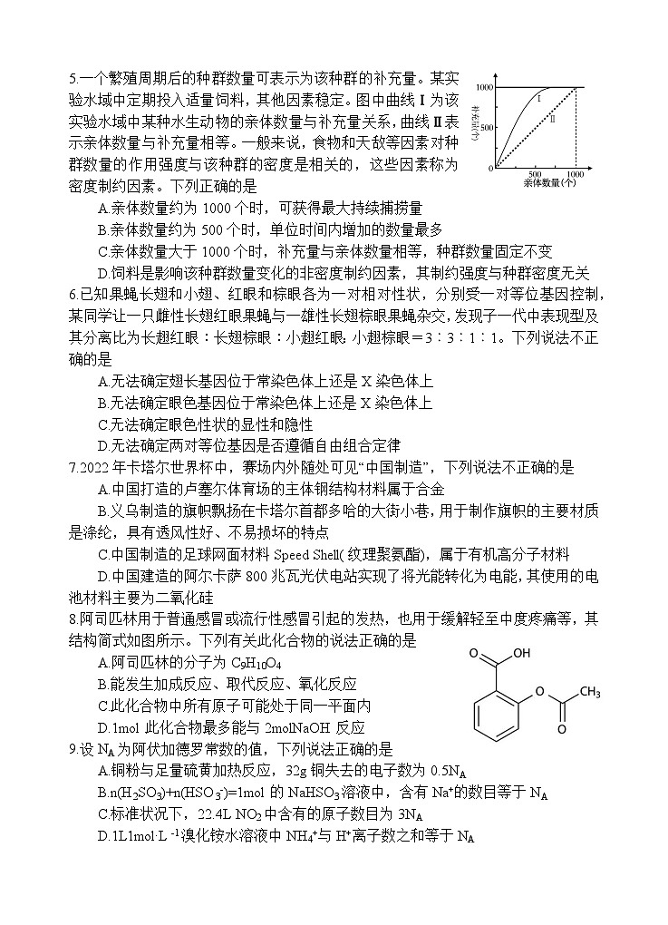 2023四川省射洪中学高高考适应性考试（二）理综试题含化学答案02