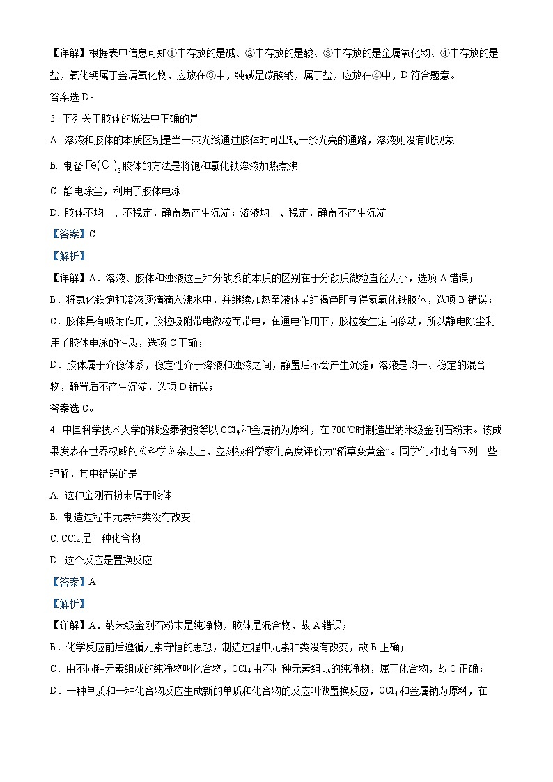精品解析：江西省宜春市上高二中2022-2023学年高一上学期第一次月考化学试题 （解析版）02
