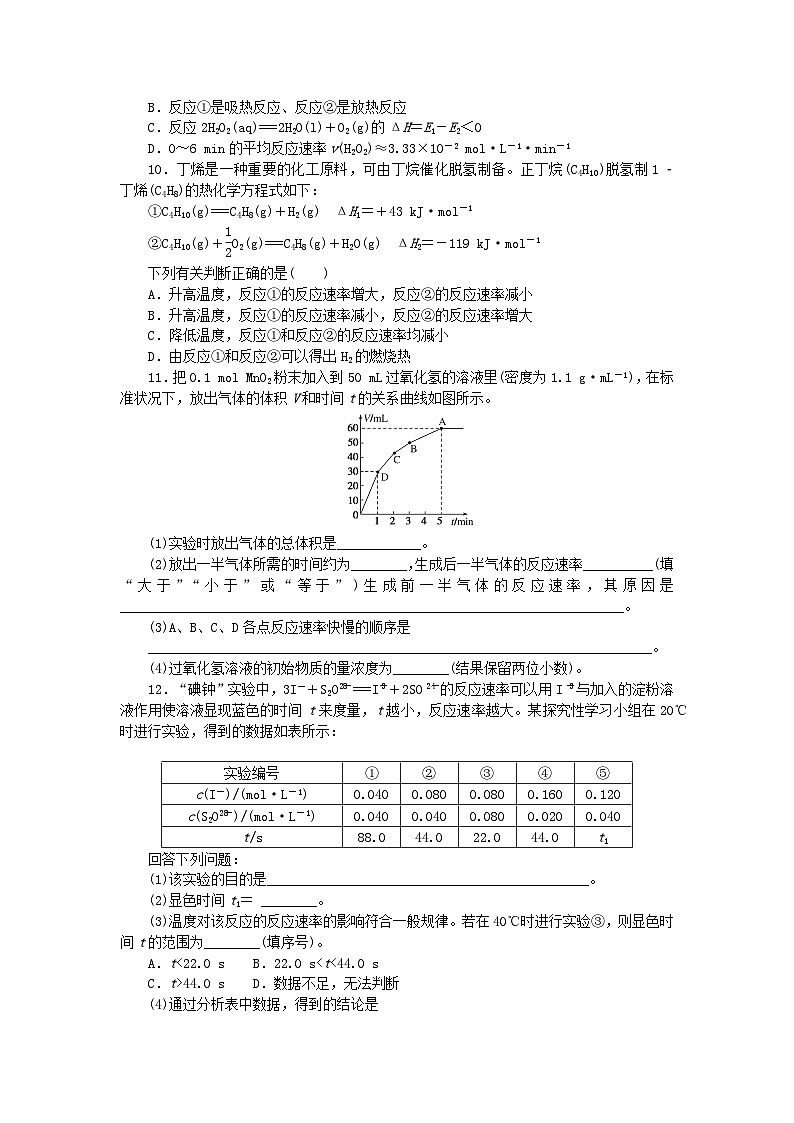 新教材2023版高中化学课时作业9影响化学反应速率的因素苏教版选择性必修1第3页