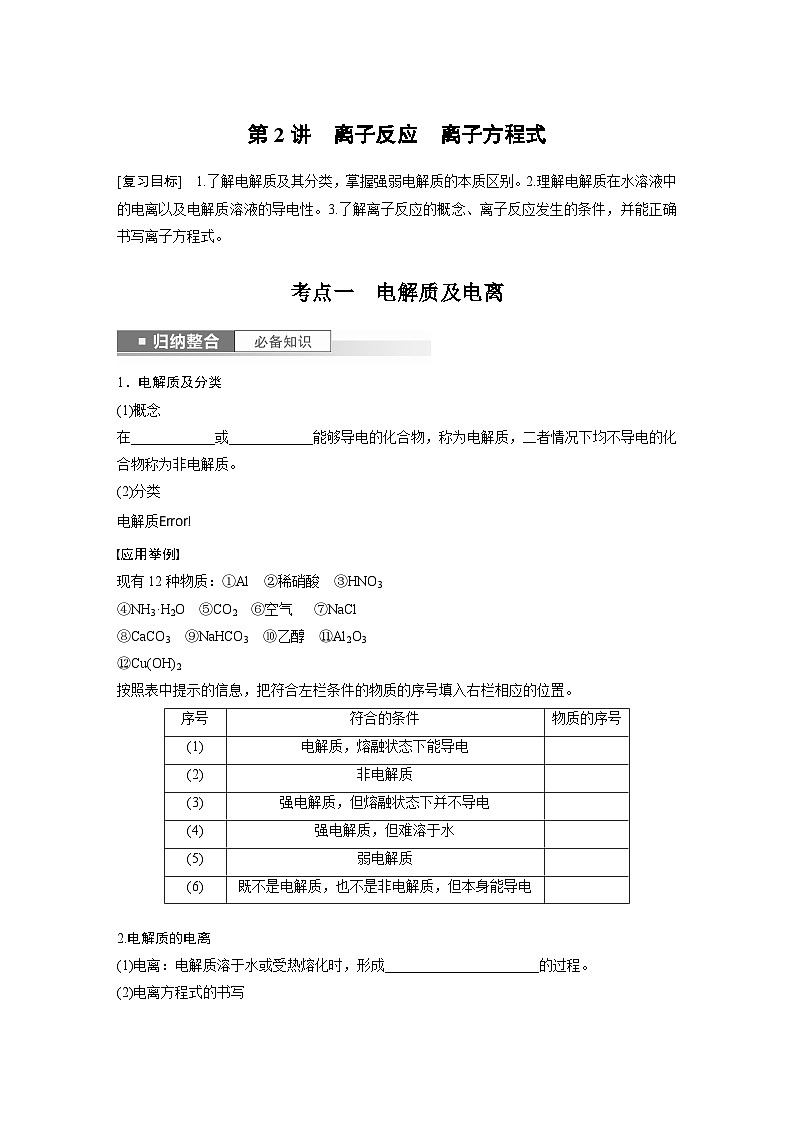 第1章 第2讲　离子反应　离子方程式第1页