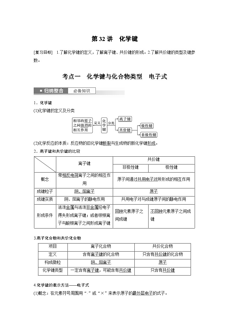 2024年高考化学一轮复习（新高考版） 第6章 第32讲　化学键 练习课件01
