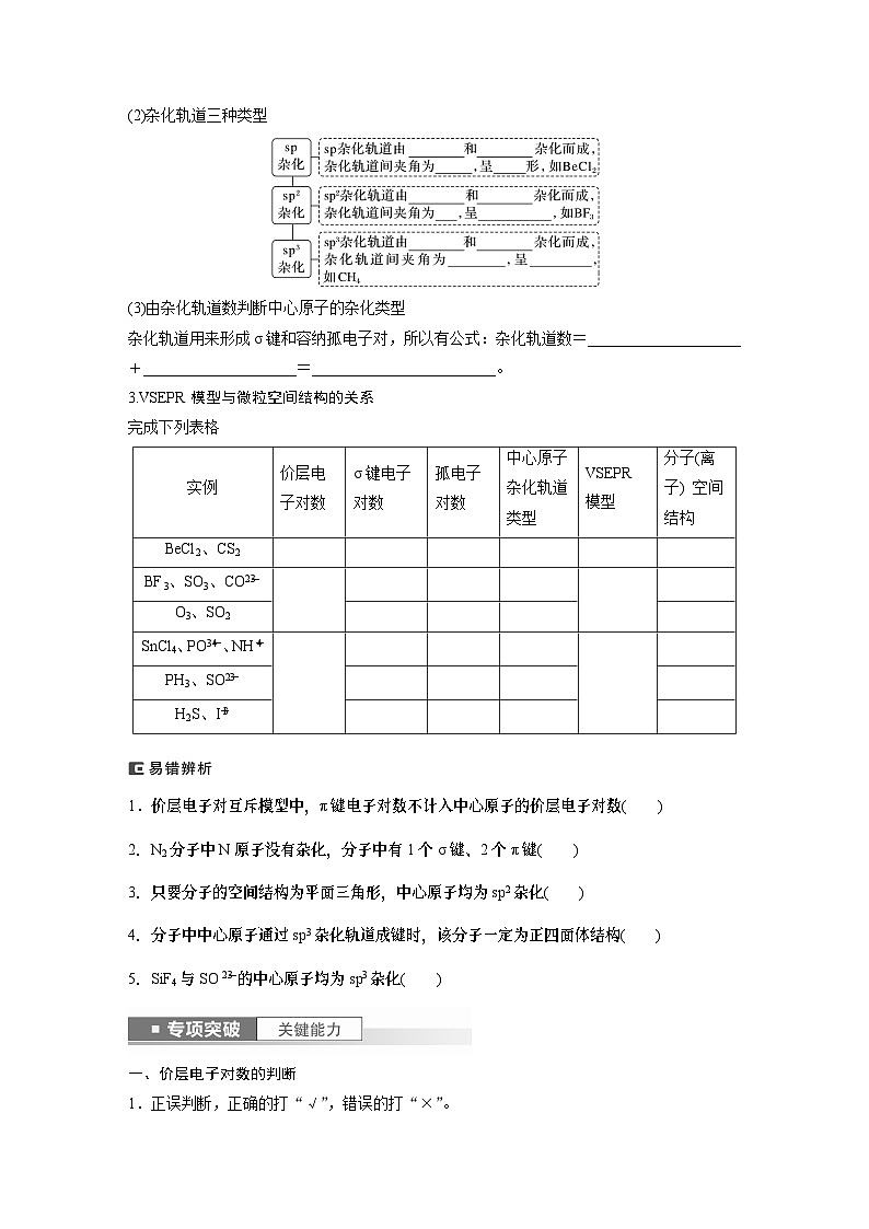 2024年高考化学一轮复习（新高考版） 第6章 第33讲　价层电子对互斥模型、杂化轨道理论及应用 练习课件02