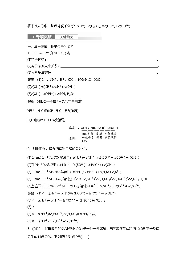 2024年高考化学一轮复习（新高考版） 第9章 第55讲　溶液中“粒子”浓度关系第3页