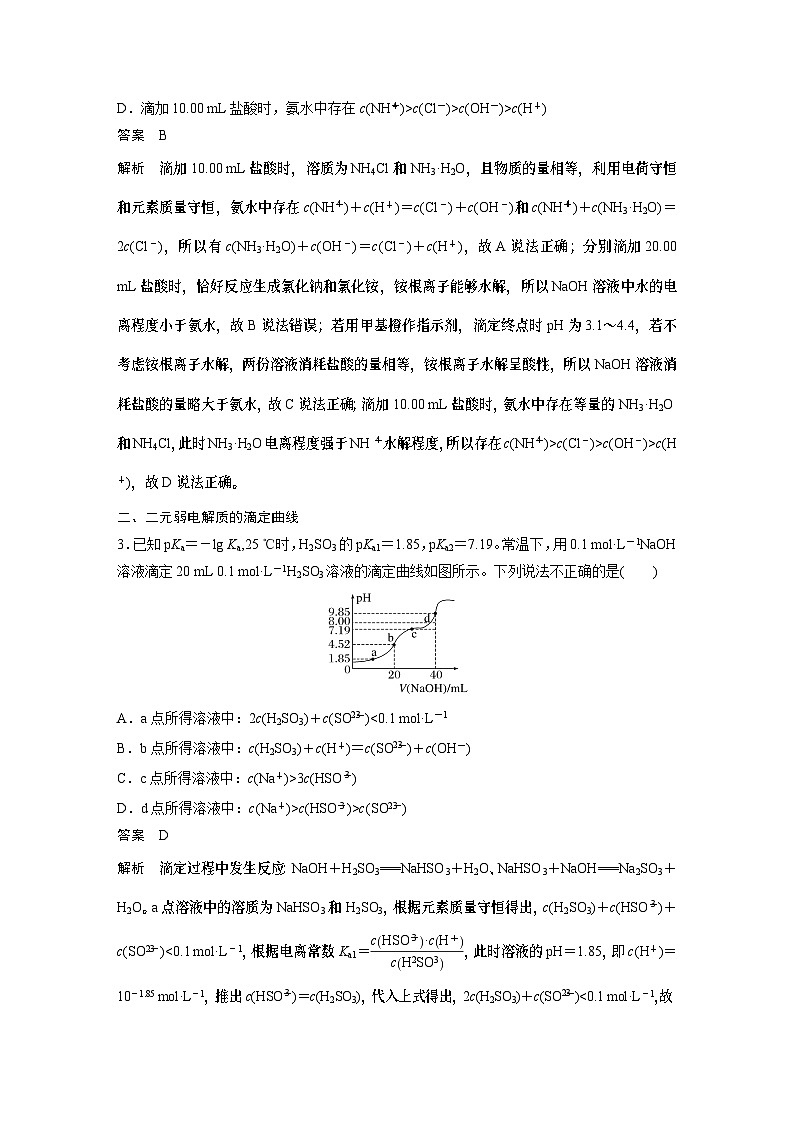 2024年高考化学一轮复习（新高考版） 第9章 第56讲　反应过程中溶液粒子浓度变化的图像分析第3页