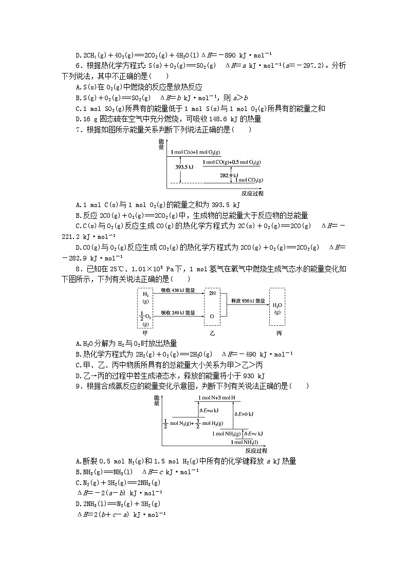 新教材2023版高中化学课时作业1化学反应的焓变热化学方程式苏教版选择性必修102