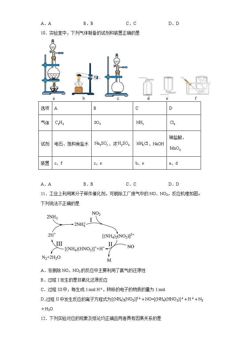 2024届高三化学一轮复习（小题训练）--氮及其化合物第3页