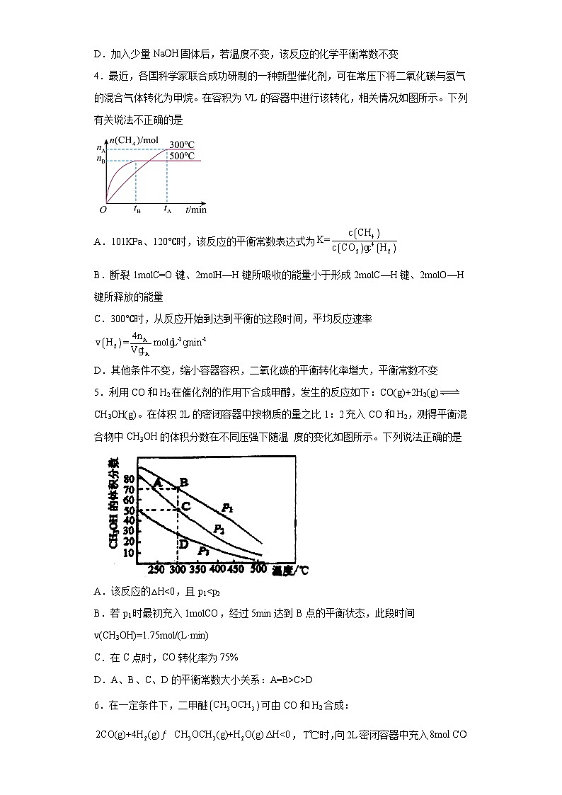 2024届高三化学一轮复习（小题训练）-化学平衡常数第2页