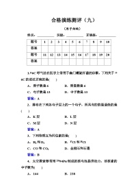 2023年人教版新教材安徽省高中化学学业水平考试复习测评（九）原子结构