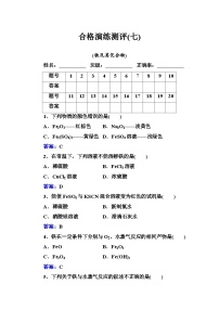 2023年人教版新教材安徽省高中化学学业水平考试复习测评(七)铁及其化合物