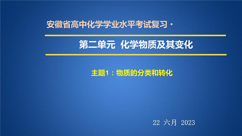 2023年人教版新教材安徽省高中化学学业水平考试复习第二单元  化学物质及其变化 课件第1页