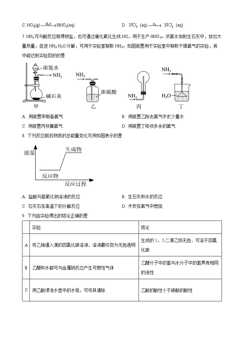 2023江苏省淮宿七校高一下学期期中化学试题含解析02