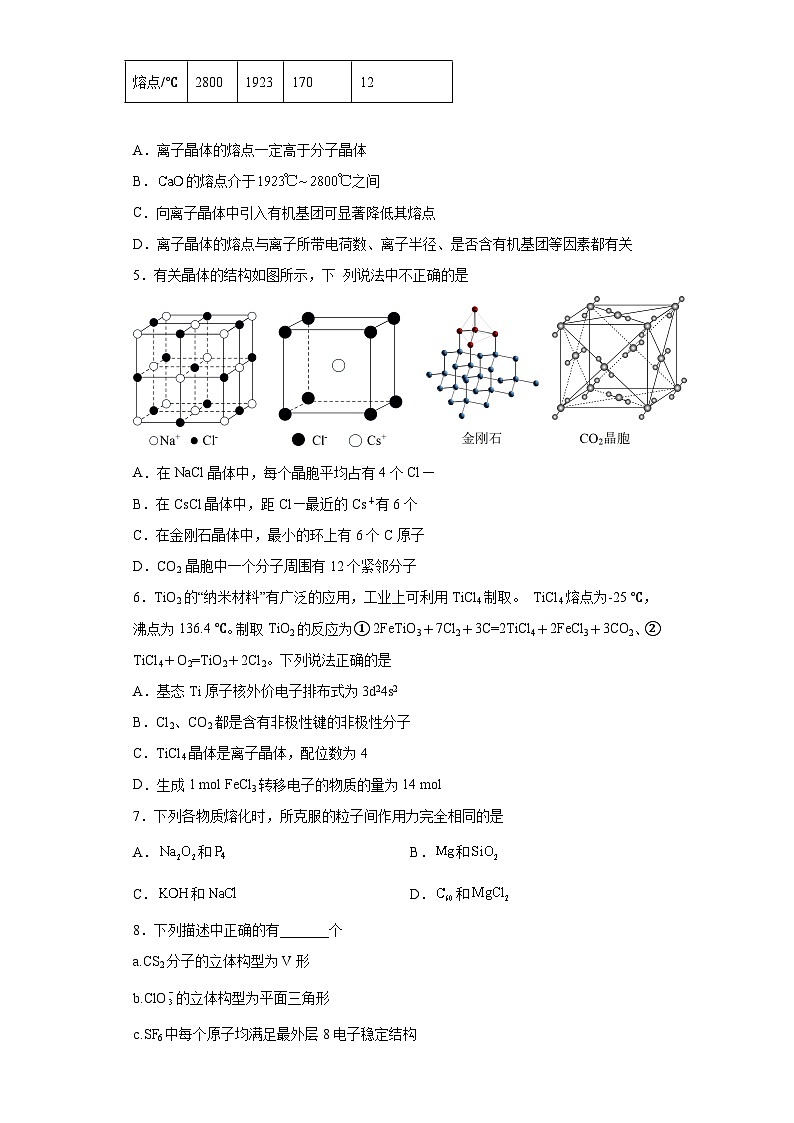 2024届高三化学一轮复习培优-金属晶体与离子晶体训练第2页