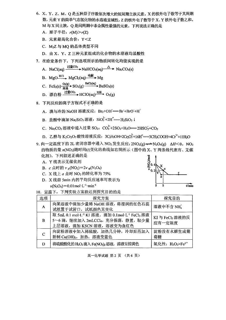 江苏省盐城市2022-2023学年高一下学期期末考试化学试题(PDF版无答案6.26下午考试)02