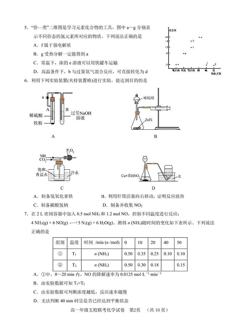 河北省五个一名校联盟2022-2023学年高一下学期6月联考化学试题第2页