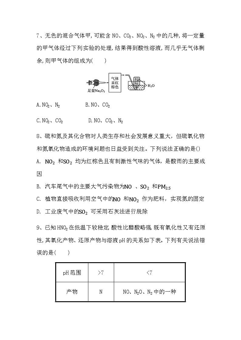 2024届高三新高考化学大一轮专题复习课时作业：氮气及氮的氧化物03