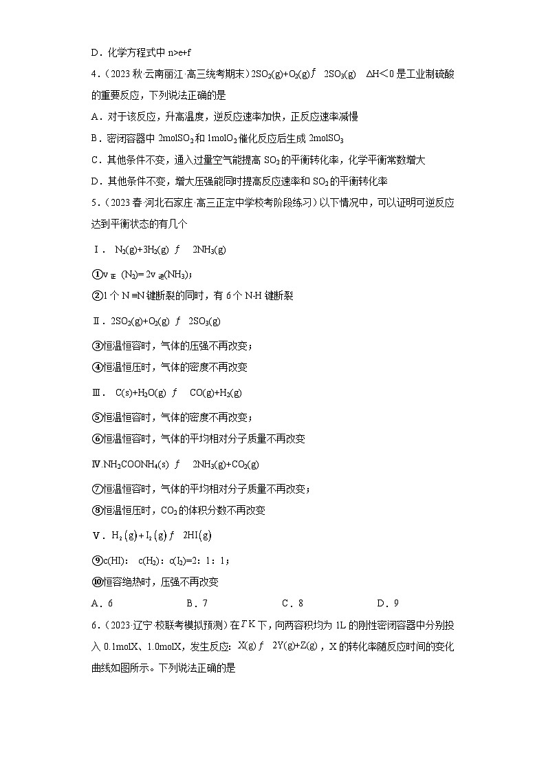2024届高三化学一轮专题训练-化学平衡第2页