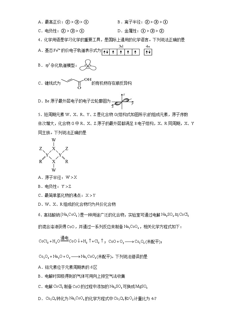 2024届高三化学一轮复习--原子结构与性质练习题第2页