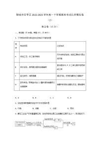 山东省聊城市茌平区2022-2023学年高一下学期期末考试化学模拟卷（2）（Word版含答案）