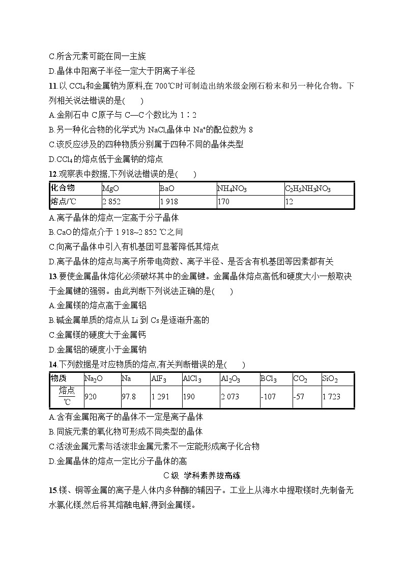 分层作业14　金属晶体与离子晶体第3页