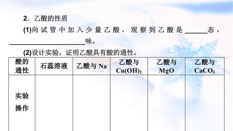 人教版高中化学必修第二册实验活动9乙醇、乙酸的主要性质教学课件06