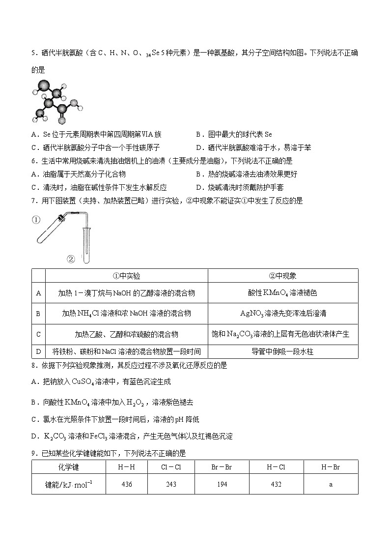 北京市十一学校2022-2023学年高二下学期期末考试化学试题(无答案)第2页