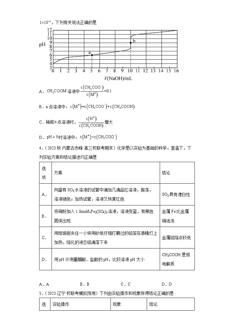 2024届高三新高考化学大一轮专题练习  弱电解质的电离第2页