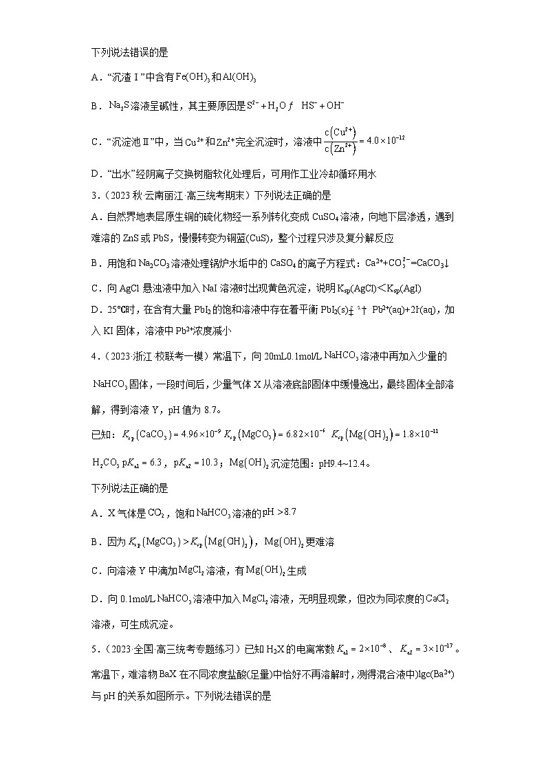 2024届高三新高考化学大一轮专题练习：沉淀溶解平衡第2页
