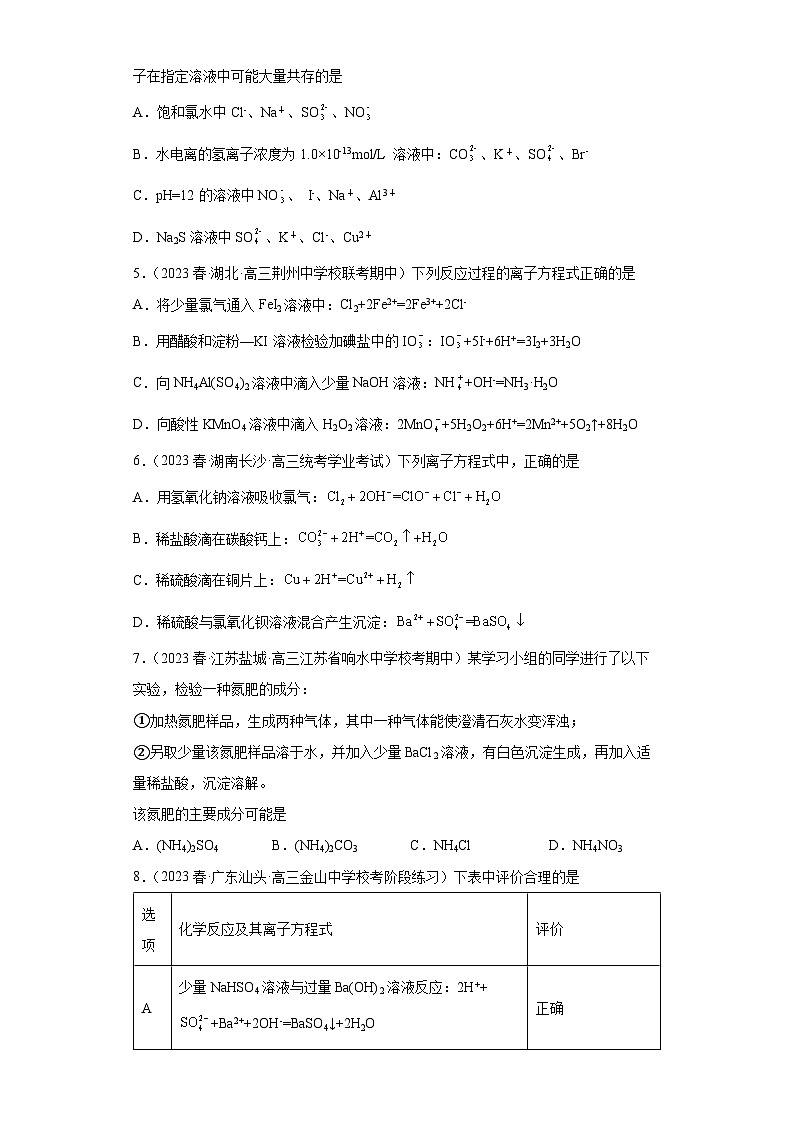 2024届高三新高考化学大一轮专题练习——离子反应第2页