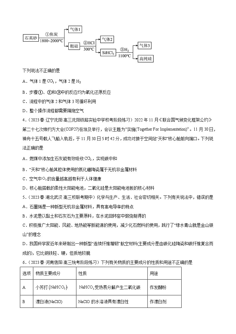 2024届高三新高考化学大一轮专题练习—碳族元素及其化合物第2页
