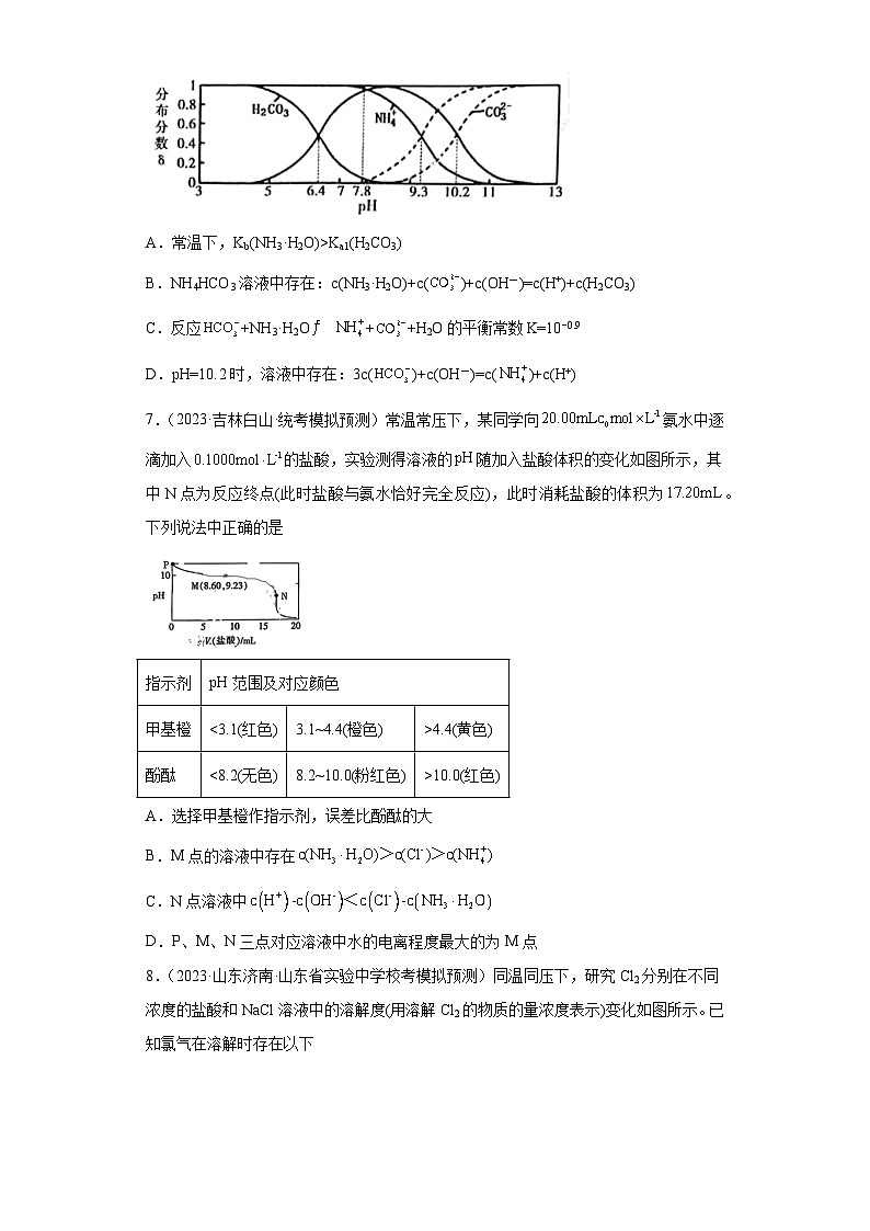 2024届高三新高考化学大一轮专题练习—盐类的水解第3页