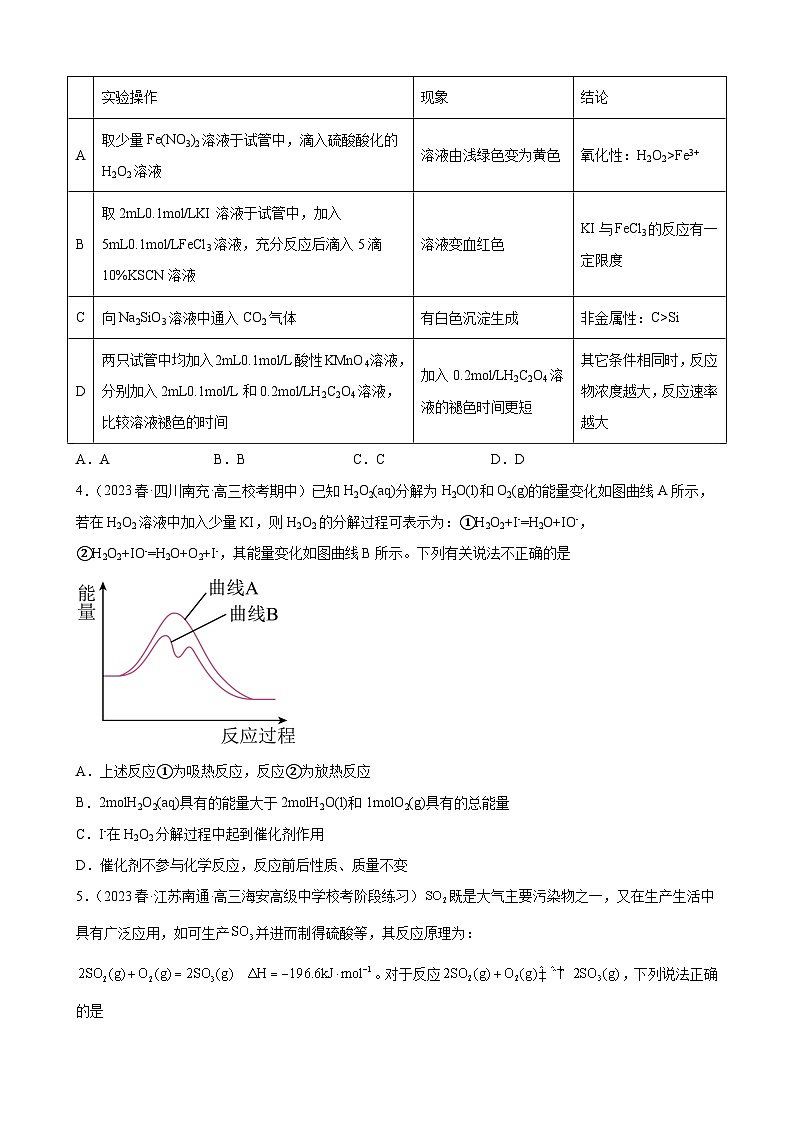 2024届高三新高考化学大一轮专题练习-影响化学反应速率的因素02