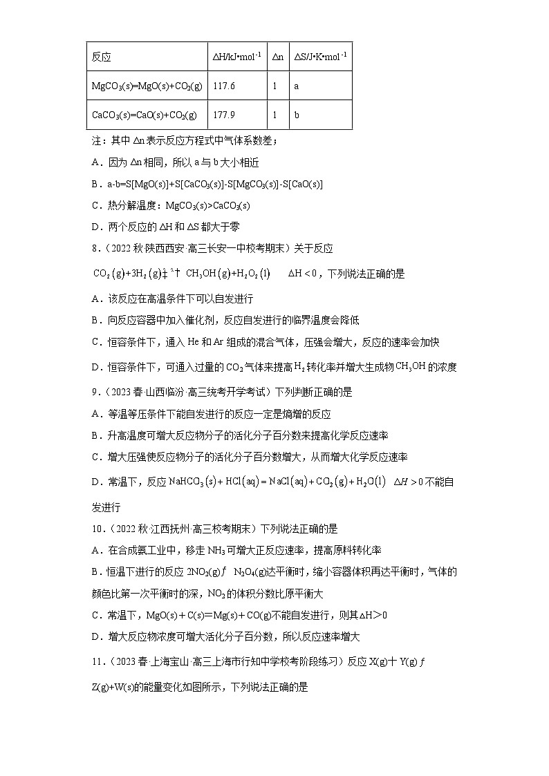 2024届高三新高考化学大一轮专题训练：化学反应的方向第3页