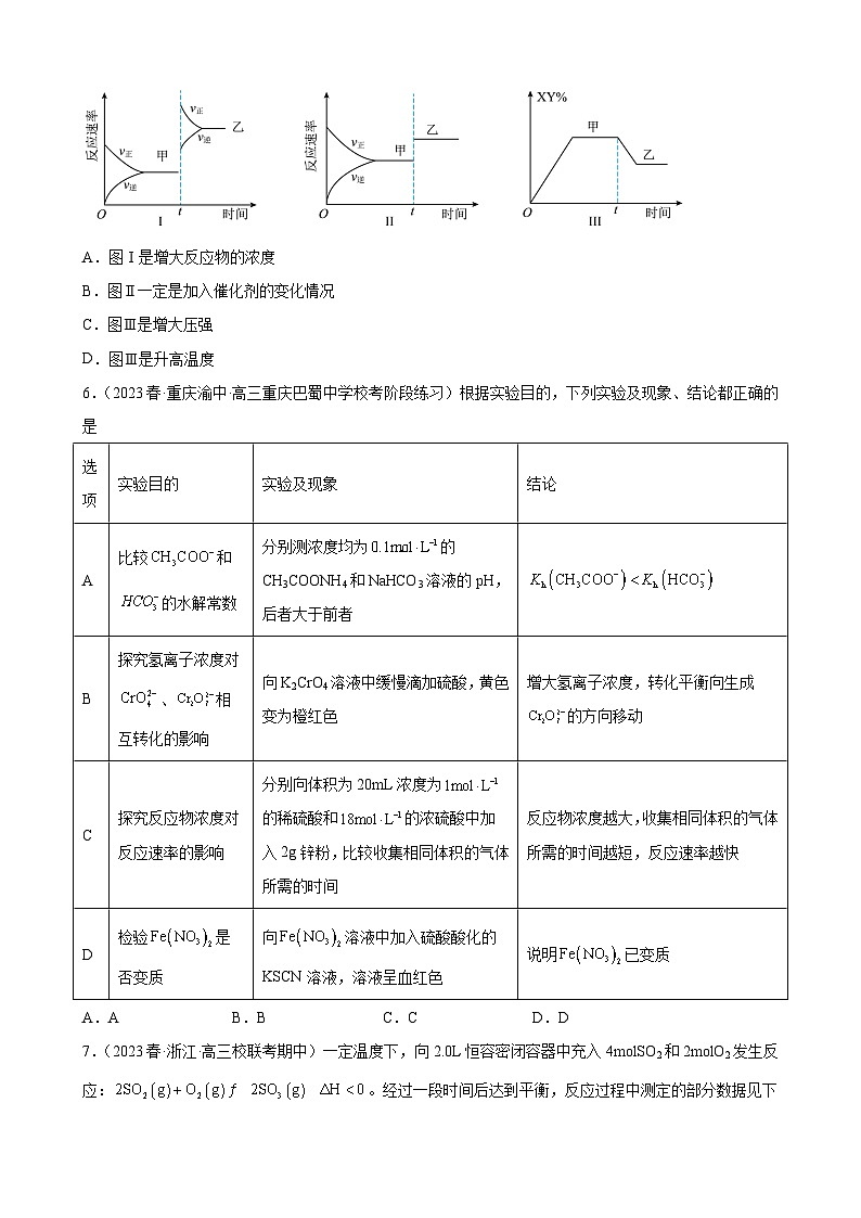 2024届高三新高考化学大一轮专题训练：化学平衡03