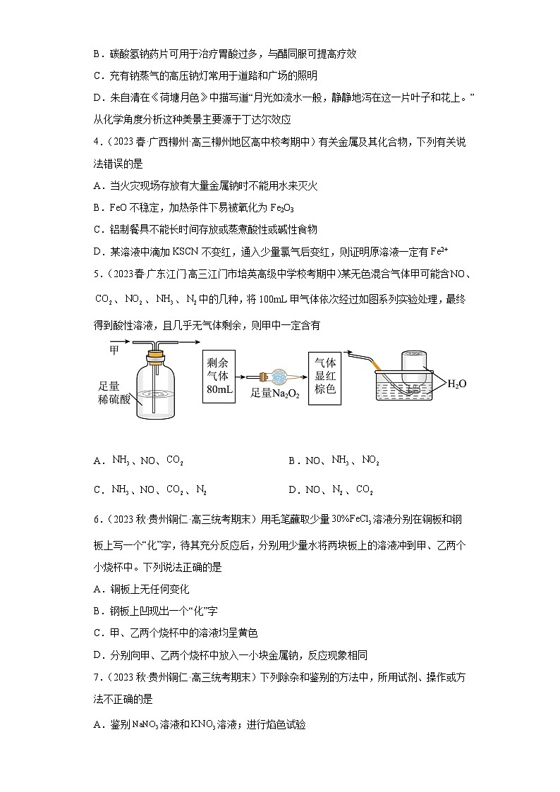 2024届高三新高考化学大一轮专题训练-钠及其化合物第2页