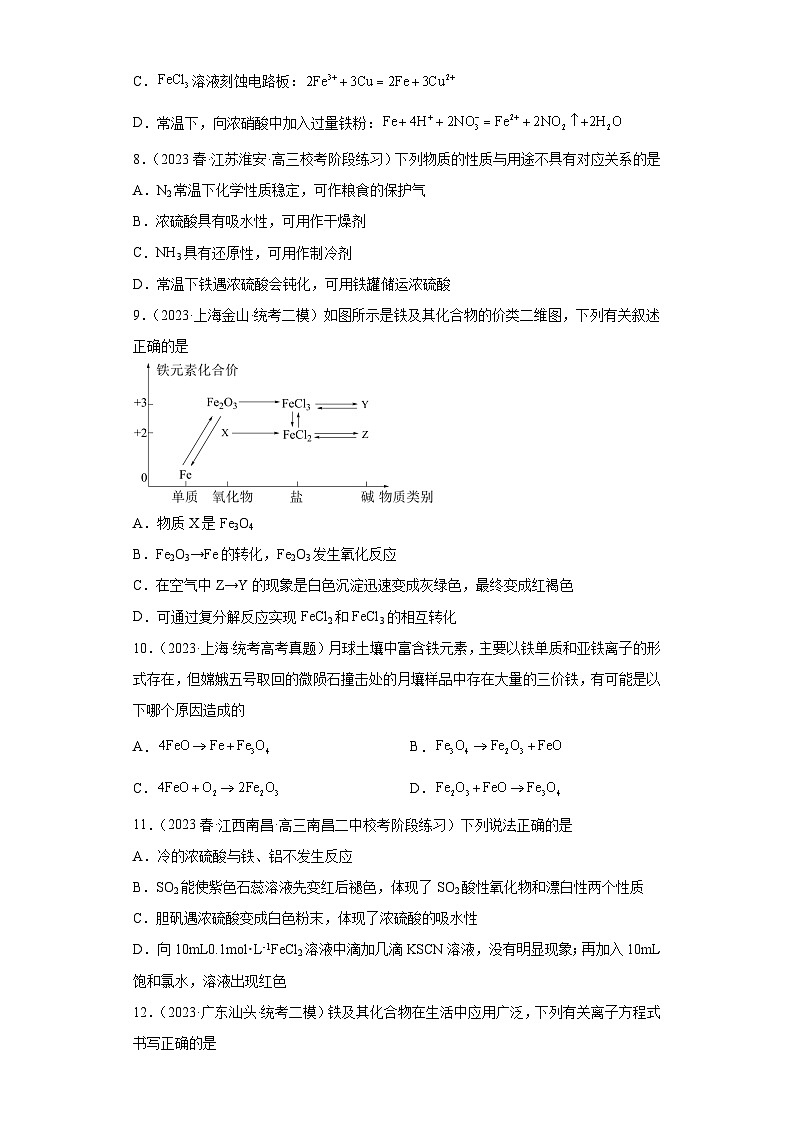 2024届高三新高考化学大一轮专题训练-铁及其化合物第3页