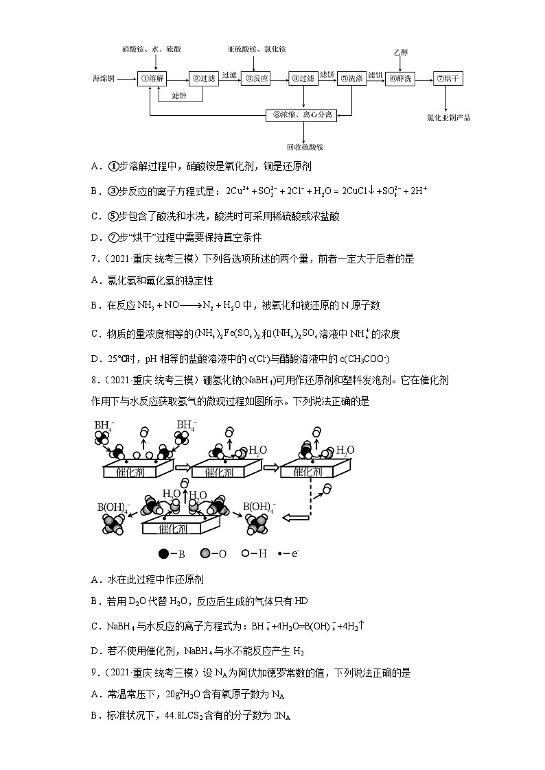 重庆市高考化学三年（2021-2023）模拟题汇编-05氧化还原反应（2）03