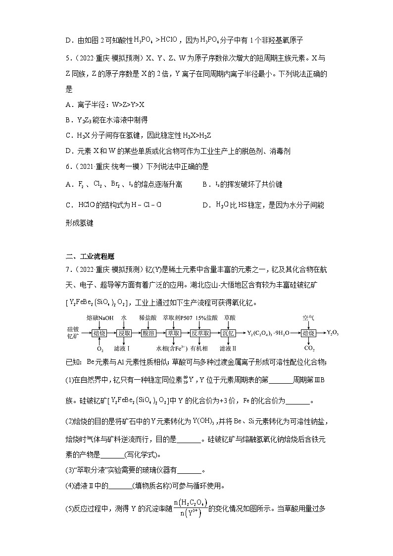 重庆市高考化学三年（2021-2023）模拟题汇编-33分子结构与性质（2）第2页