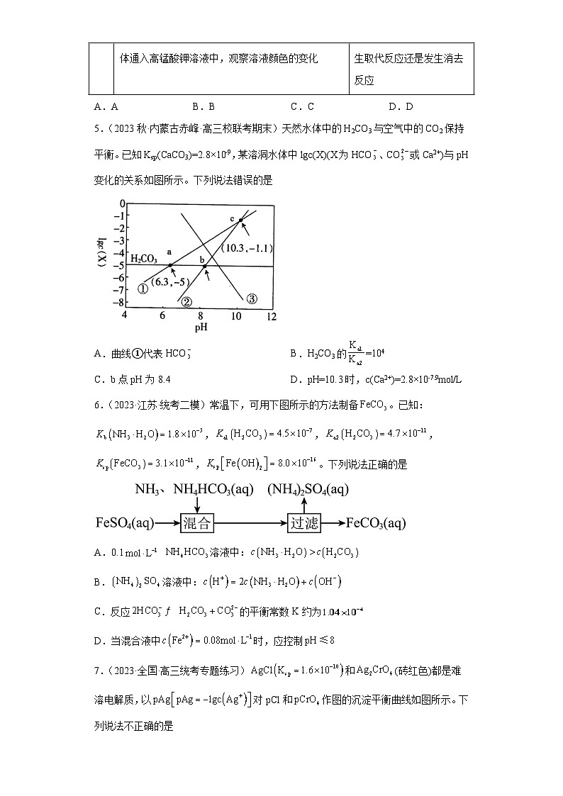 2024届高三新高考化学大一轮专题练习-沉淀溶解平衡第3页