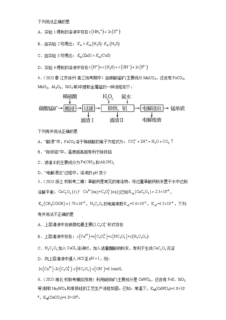 2024届高三新高考化学大一轮专题练习—沉淀溶解平衡第2页