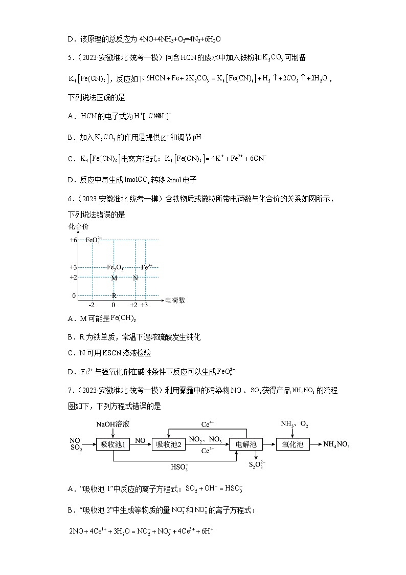 安徽省高考化学三年（2021-2023）模拟题汇编-04氧化还原反应（1）03