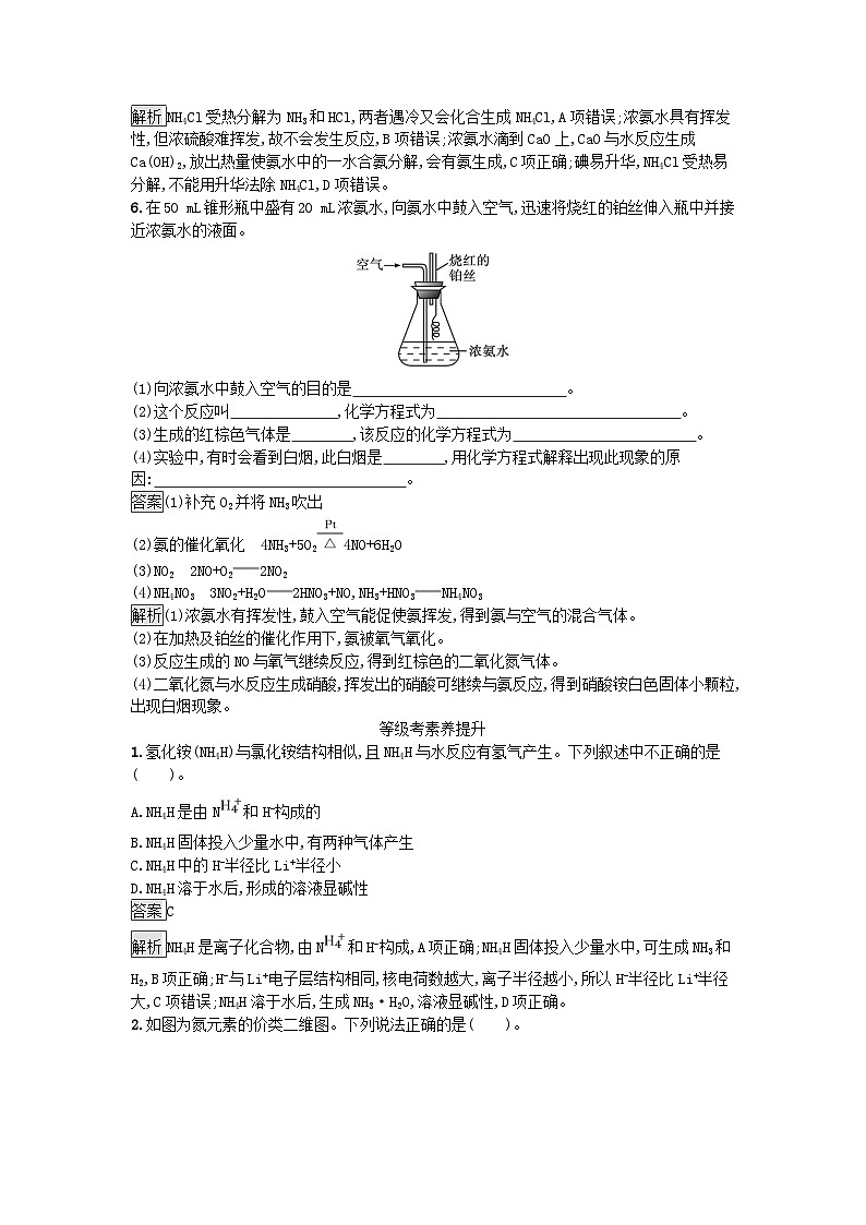 新教材2023年高中化学第5章化工生产中的重要非金属元素第2节氮及其化合物第2课时氨和铵盐课后训练新人教版必修第二册02