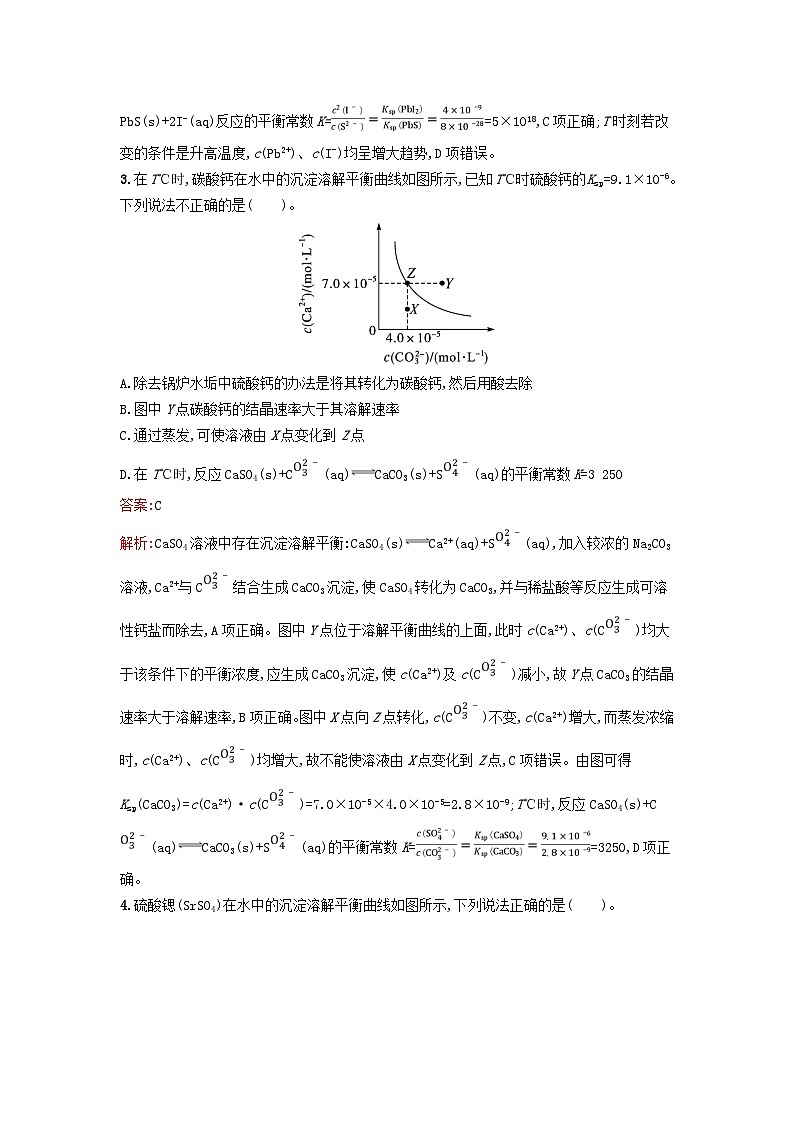 新教材2023年高中化学第三章水溶液中的离子反应与平衡第四节沉淀溶解平衡第2课时沉淀溶解平衡的应用课后习题新人教版选择性必修102
