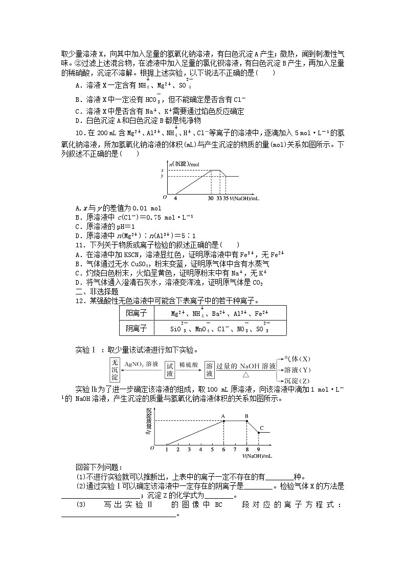新高考2024版高考化学一轮复习微专题小练习专练8离子综合推断03