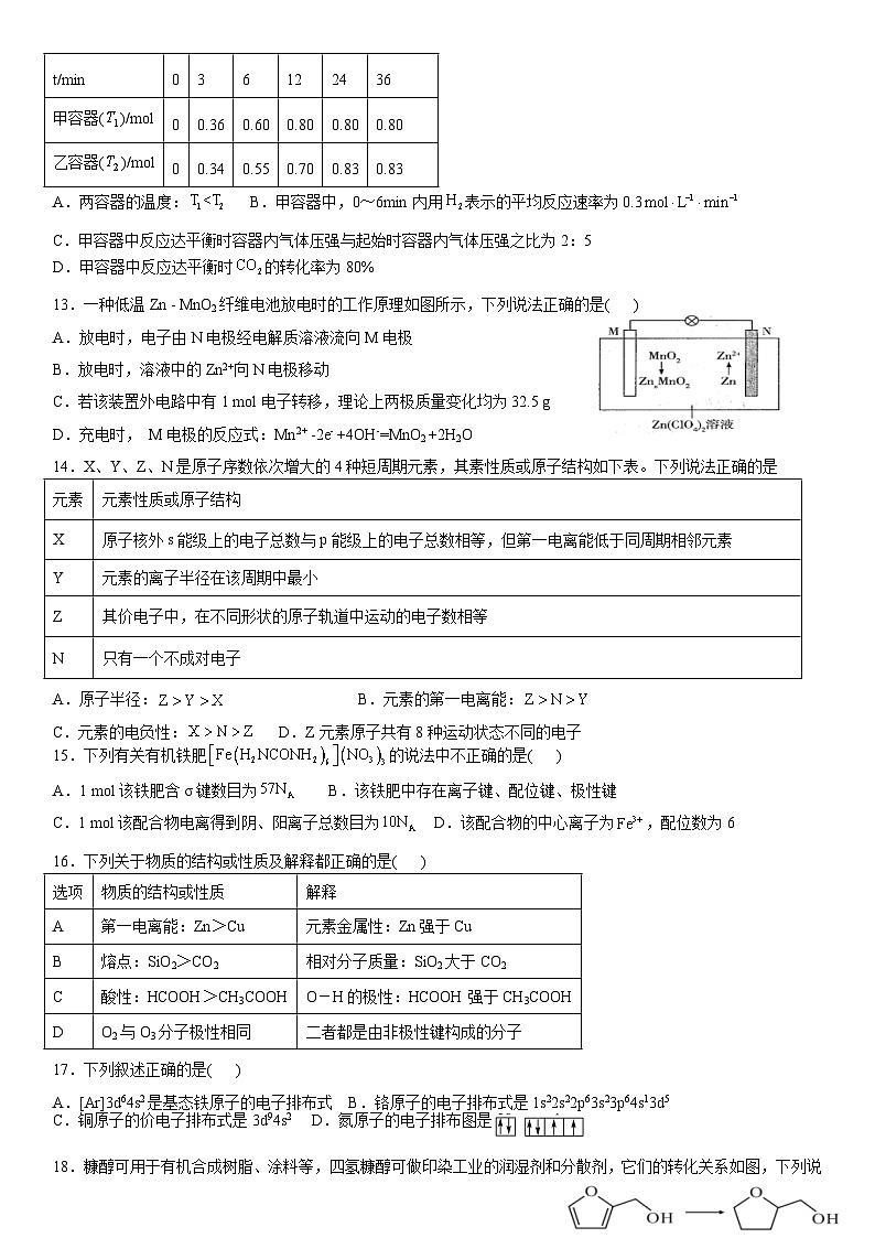 云南省武定一中2022-2023学年高二下学期期末考复习化学试题及答案03