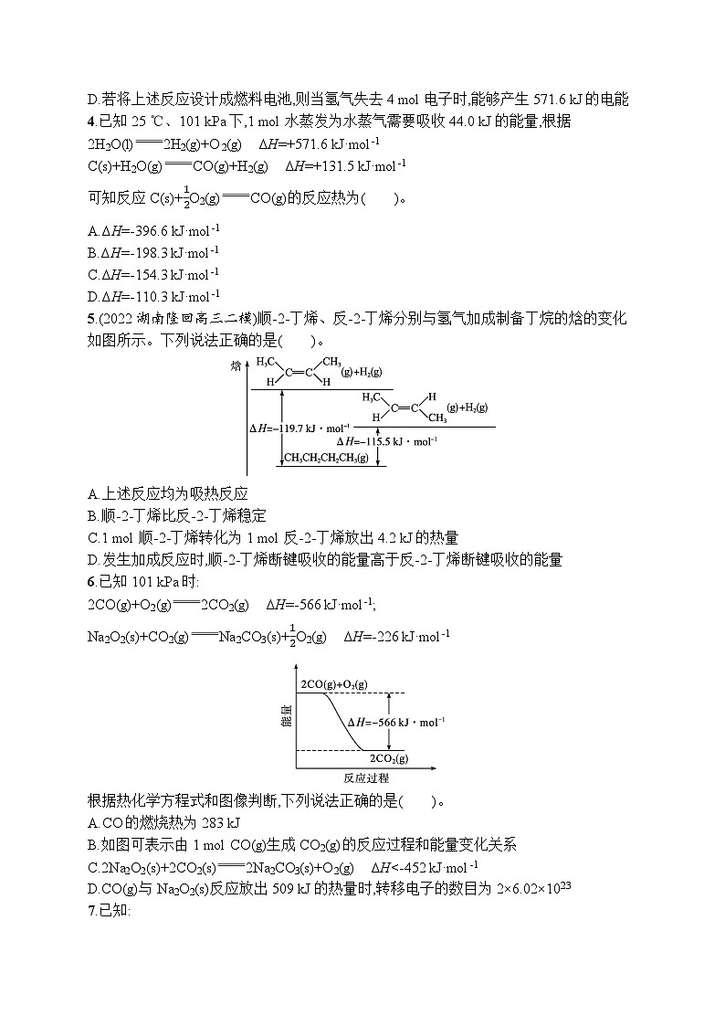 2023届高考化学二轮复习课后习题 选择题专项训练六　化学反应中的能量变化第2页
